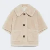 Cape aus Alpaka- und Woll-Teddy-Stoff, beige Cape aus Alpaka- und Woll-Teddy-Stoff, beige