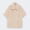 Cape aus Alpaka- und Woll-Teddy-Stoff, beige Cape aus Alpaka- und Woll-Teddy-Stoff, beige
