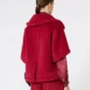 Cape aus Alpaka- und Woll-Teddy-Stoff, rot