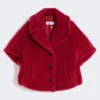 Cape aus Alpaka- und Woll-Teddy-Stoff, rot