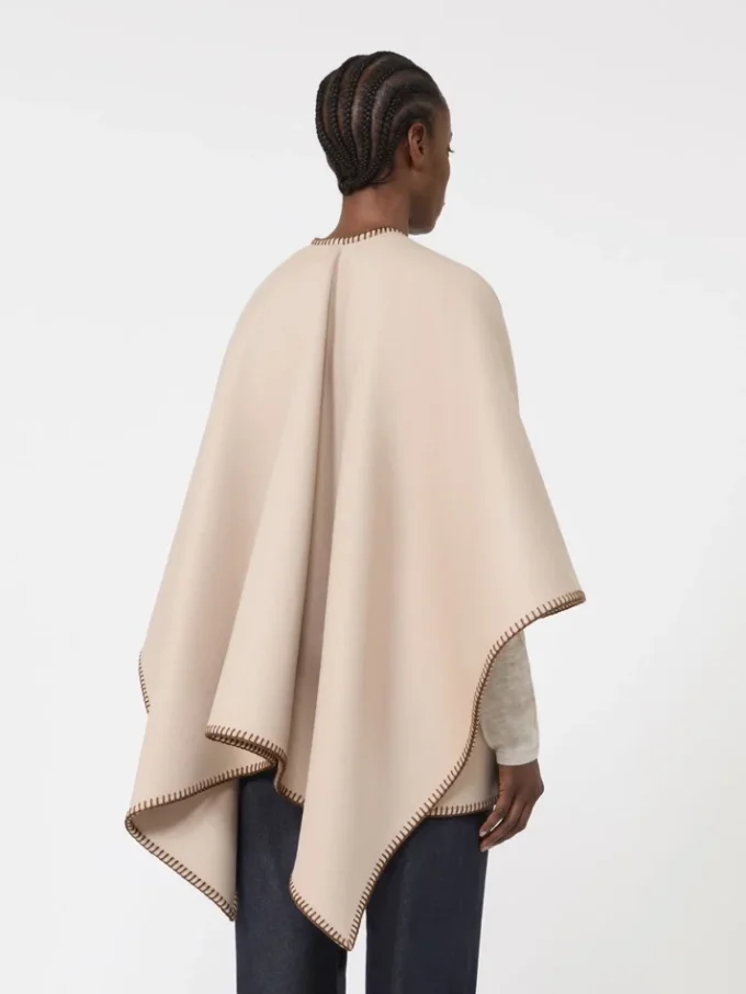 Cape aus Wolle und Kaschmir mit Gürtel, sandfarben Cape aus Wolle und Kaschmir mit Gürtel, sandfarben