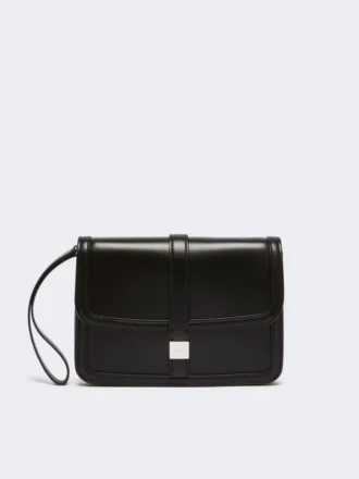 Clutch aus glattem Leder, schwarz