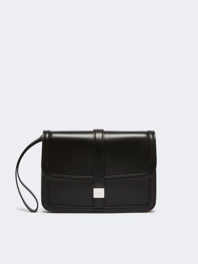 Clutch aus glattem Leder, schwarz Clutch aus glattem Leder, schwarz