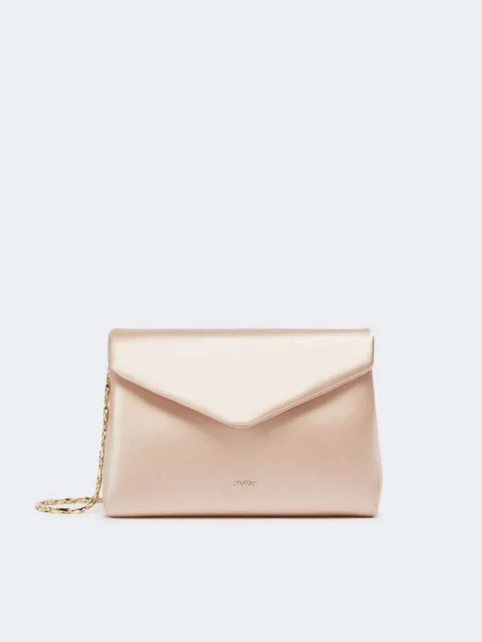 Clutch aus Viskose und Seidensatin, puderfarben Clutch aus Viskose und Seidensatin, puderfarben