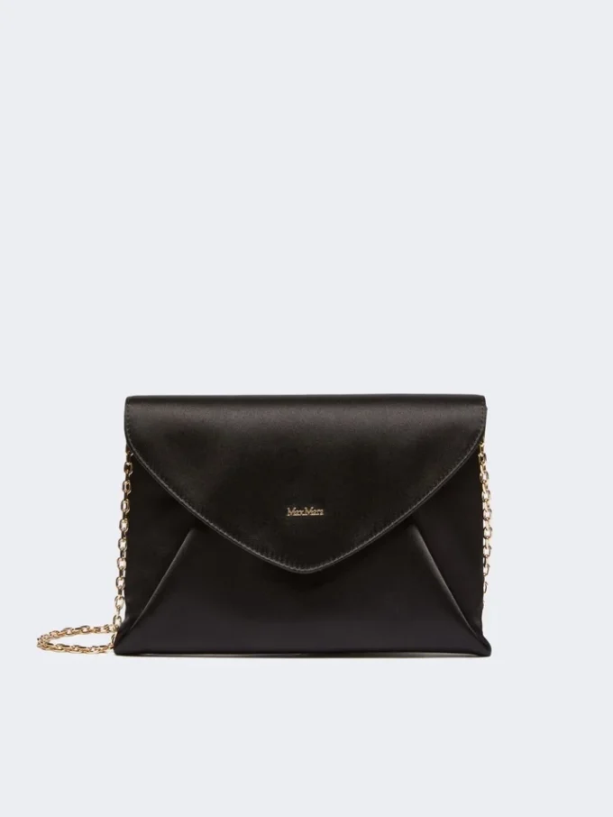 Clutch aus Viskose und Seidensatin, schwarz Clutch aus Viskose und Seidensatin, schwarz