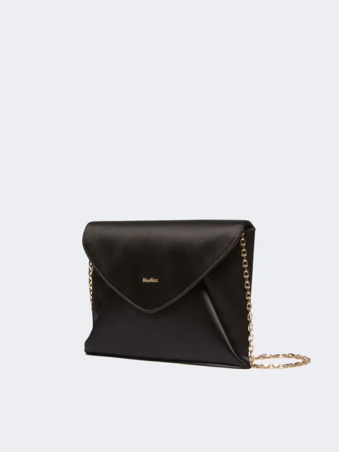Clutch aus Viskose und Seidensatin, schwarz Clutch aus Viskose und Seidensatin, schwarz