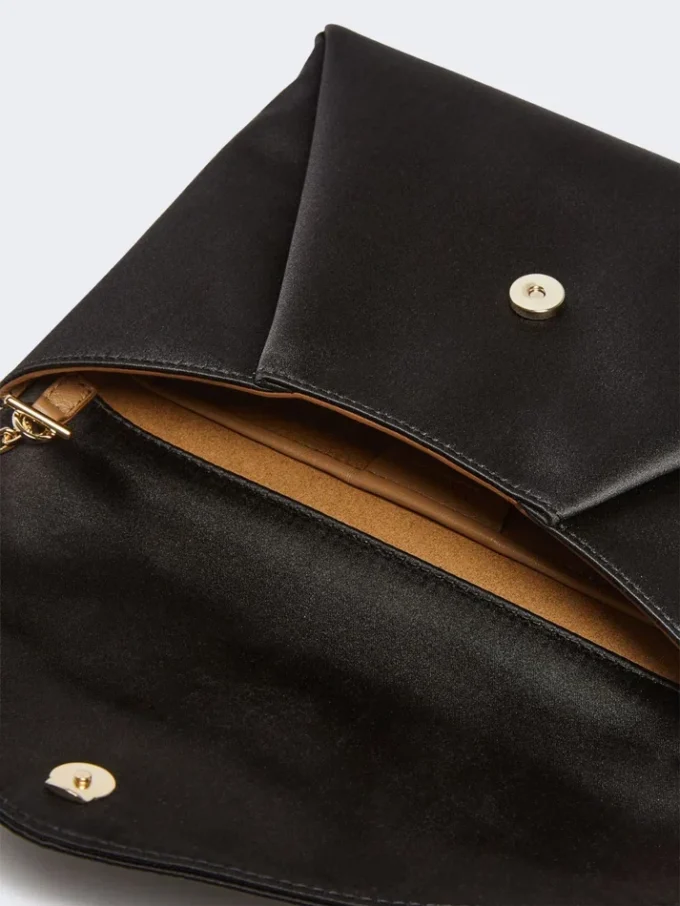 Clutch aus Viskose und Seidensatin, schwarz Clutch aus Viskose und Seidensatin, schwarz