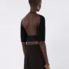 Crop-Top aus Stretch-Viskose, schwarz Crop-Top aus Stretch-Viskose, schwarz