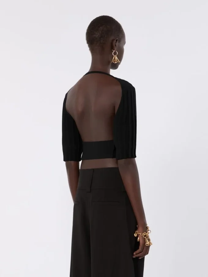 Crop-Top aus Stretch-Viskose, schwarz Crop-Top aus Stretch-Viskose, schwarz