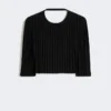 Crop-Top aus Stretch-Viskose, schwarz Crop-Top aus Stretch-Viskose, schwarz