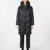 Daunenjacke aus schillerndem, wasserabweisendem Stoff, schwarz