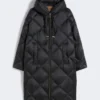 Daunenjacke aus schillerndem, wasserabweisendem Stoff, schwarz