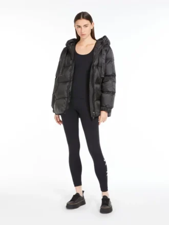 Daunenjacke aus wasserabweisendem Canvas, schwarz