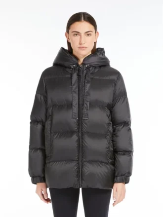 Daunenjacke aus wasserabweisendem Canvas, schwarz
