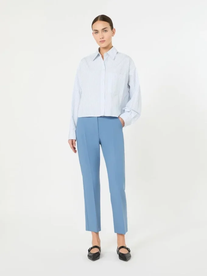 Doppelseitige Hose aus Viskose-Canvas, hellblau Doppelseitige Hose aus Viskose-Canvas, hellblau