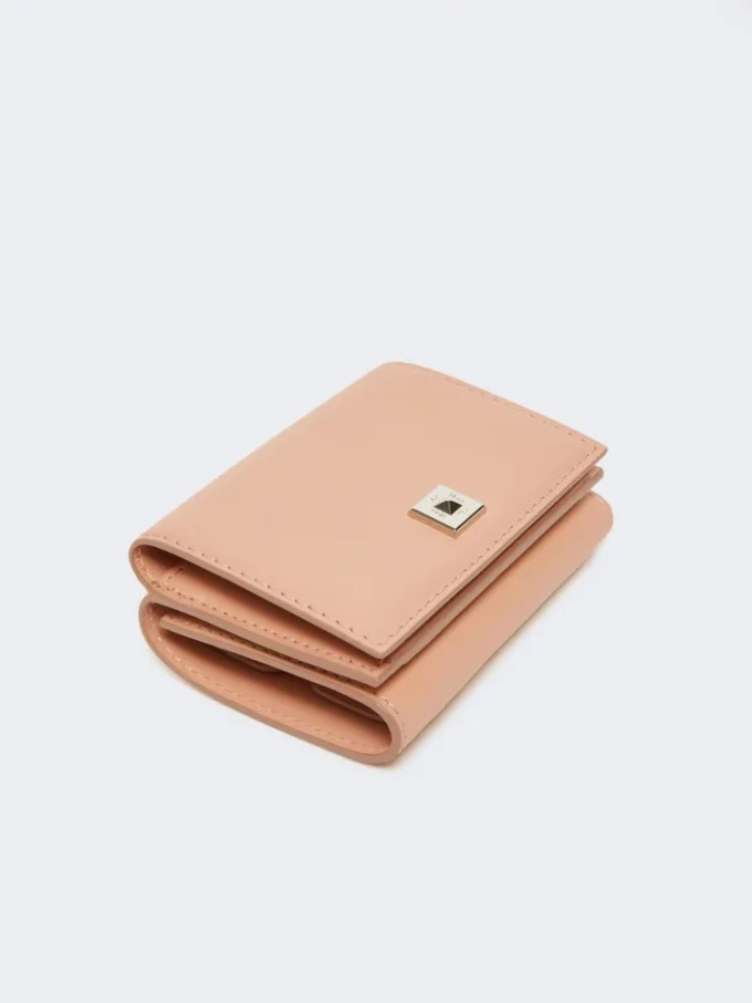 Dreifach gefaltete Geldbörse aus Leder, rosa Dreifach gefaltete Geldbörse aus Leder, rosa
