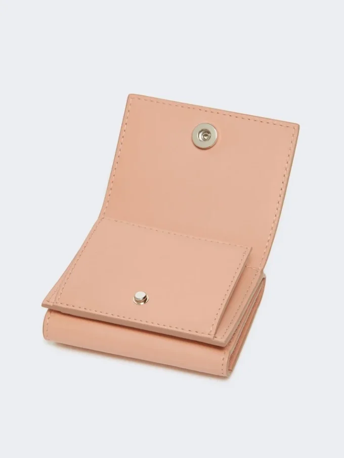 Dreifach gefaltete Geldbörse aus Leder, rosa Dreifach gefaltete Geldbörse aus Leder, rosa