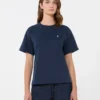 Einfaches T-Shirt aus Baumwolle, marineblau Einfaches T-Shirt aus Baumwolle, marineblau
