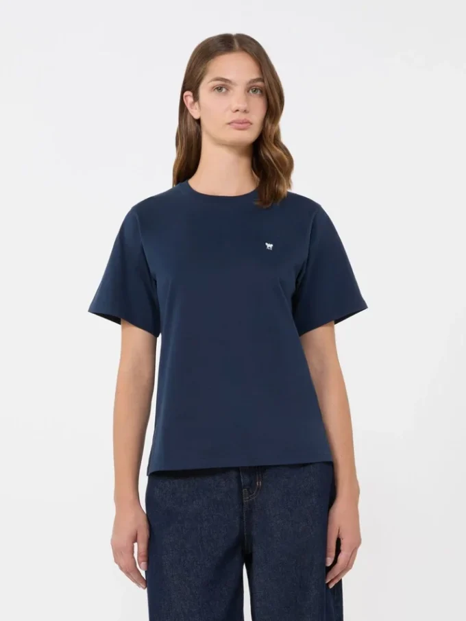 Einfaches T-Shirt aus Baumwolle, marineblau Einfaches T-Shirt aus Baumwolle, marineblau