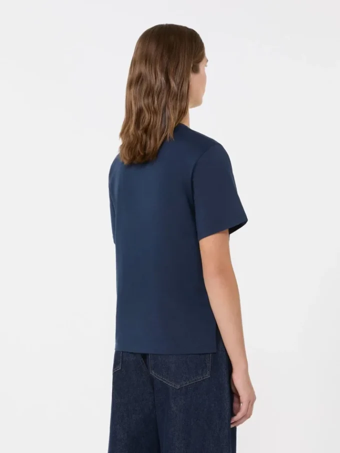 Einfaches T-Shirt aus Baumwolle, marineblau Einfaches T-Shirt aus Baumwolle, marineblau