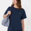 Einfaches T-Shirt aus Baumwolle, marineblau Einfaches T-Shirt aus Baumwolle, marineblau