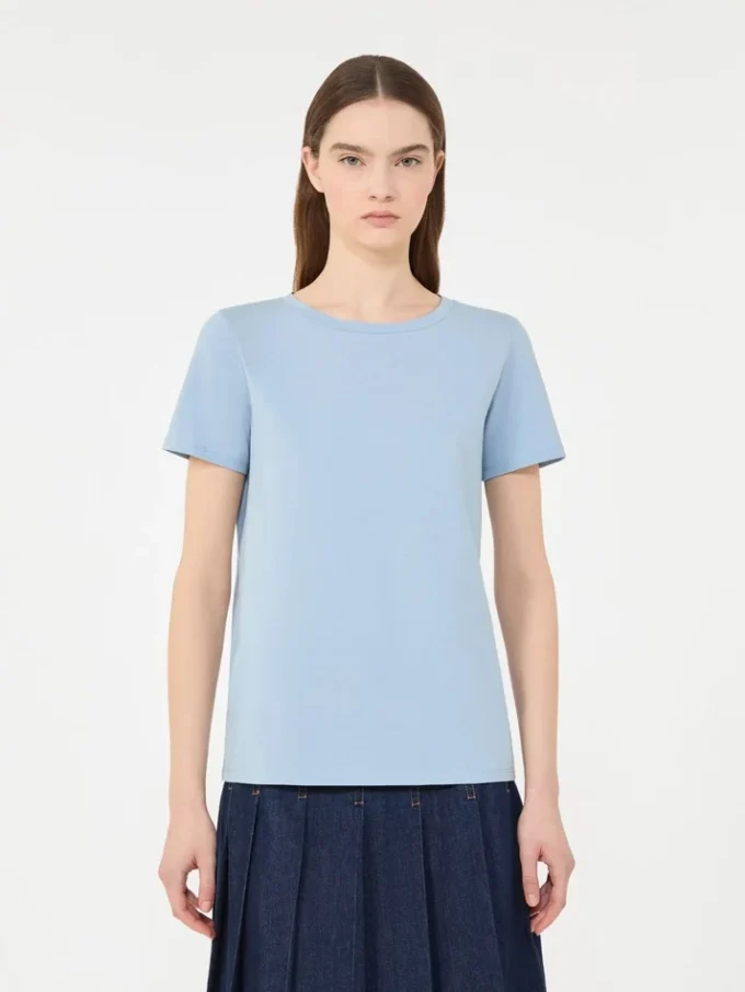Einfaches T-Shirt aus Baumwolljersey, hellblau Einfaches T-Shirt aus Baumwolljersey, hellblau