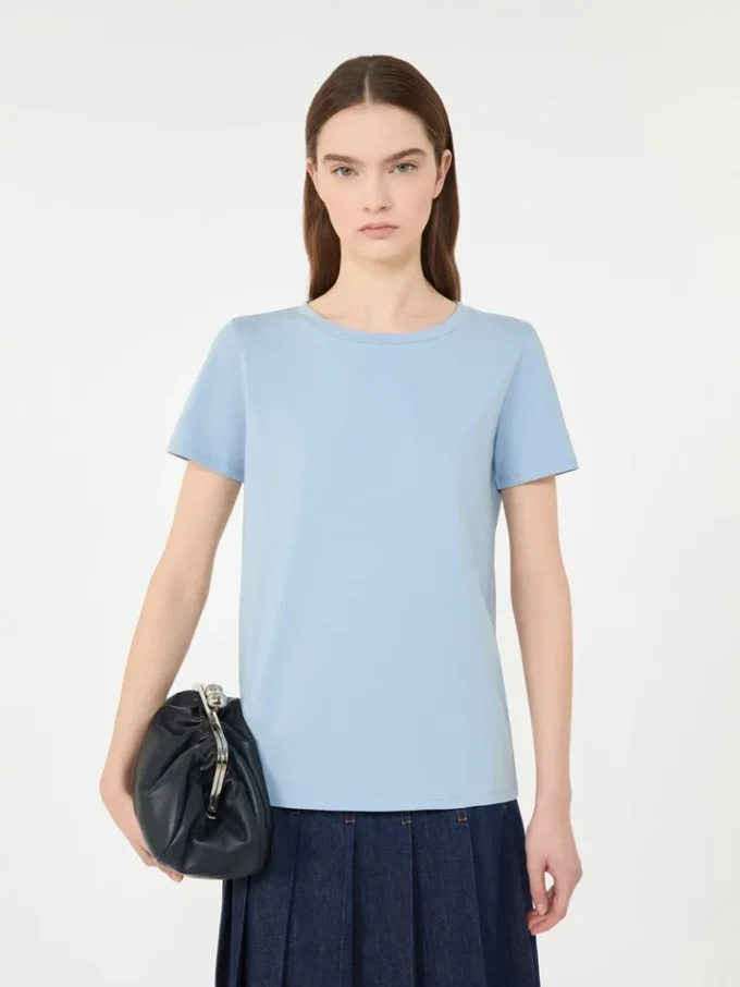 Einfaches T-Shirt aus Baumwolljersey, hellblau Einfaches T-Shirt aus Baumwolljersey, hellblau