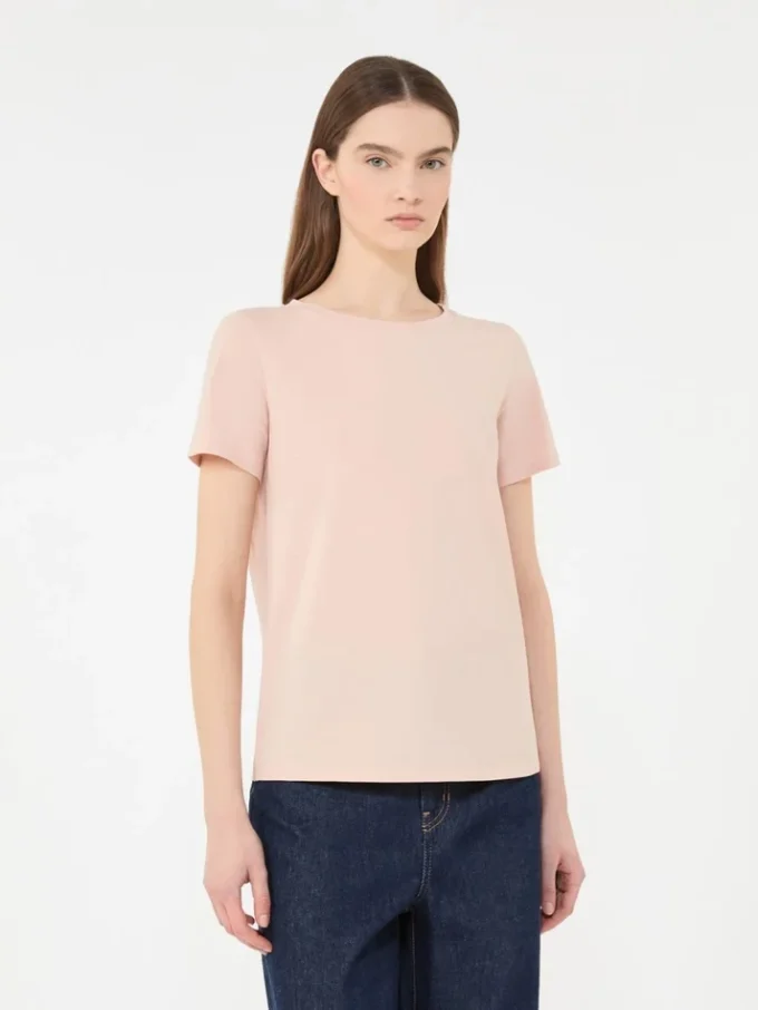 Einfaches T-Shirt aus Baumwolljersey, rosa Einfaches T-Shirt aus Baumwolljersey, rosa