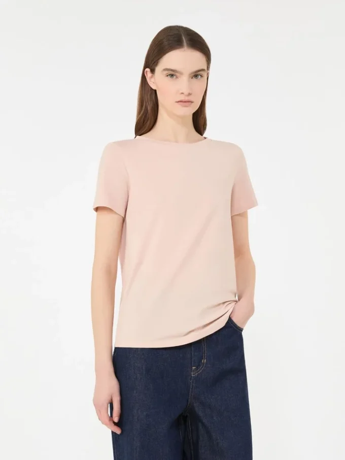 Einfaches T-Shirt aus Baumwolljersey, rosa Einfaches T-Shirt aus Baumwolljersey, rosa