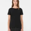 Einfaches T-Shirt aus Baumwolljersey, schwarz Einfaches T-Shirt aus Baumwolljersey, schwarz