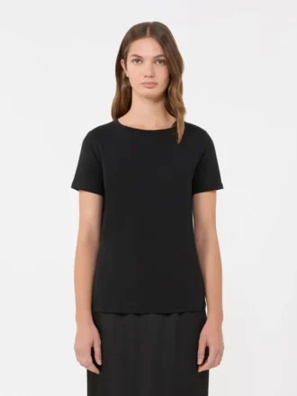 Einfaches T-Shirt aus Baumwolljersey, schwarz