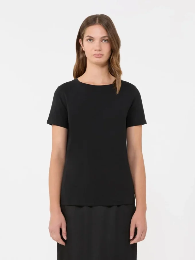 Einfaches T-Shirt aus Baumwolljersey, schwarz Einfaches T-Shirt aus Baumwolljersey, schwarz