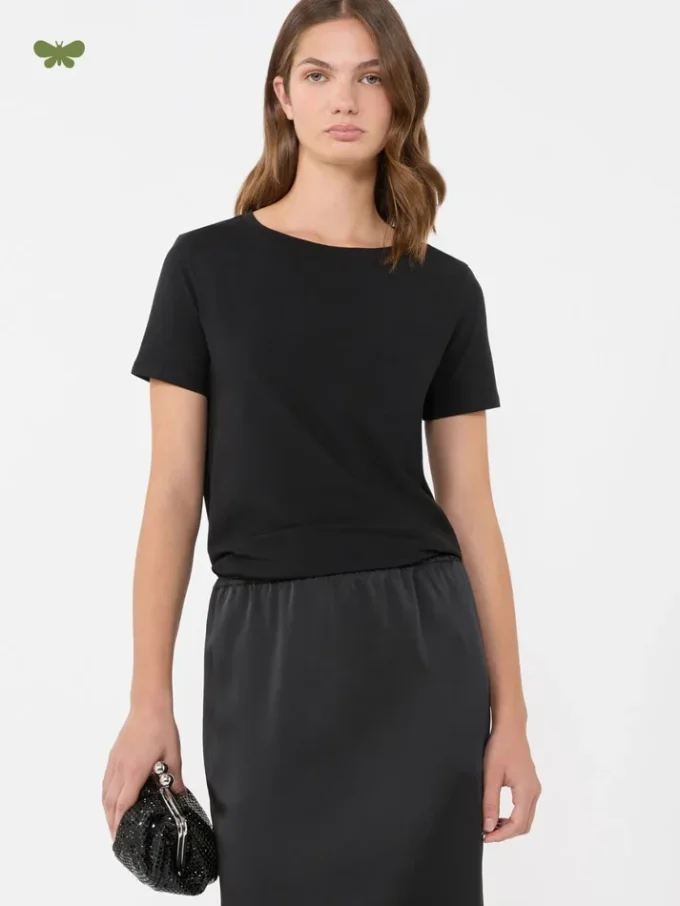 Einfaches T-Shirt aus Baumwolljersey, schwarz Einfaches T-Shirt aus Baumwolljersey, schwarz