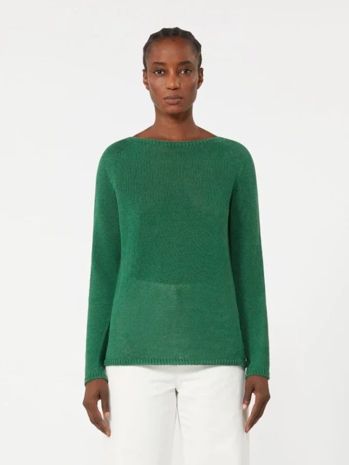 Einfarbiger Pullover aus Leinen, grün Einfarbiger Pullover aus Leinen, grün