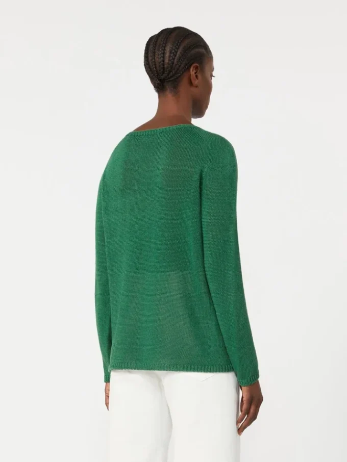 Einfarbiger Pullover aus Leinen, grün Einfarbiger Pullover aus Leinen, grün