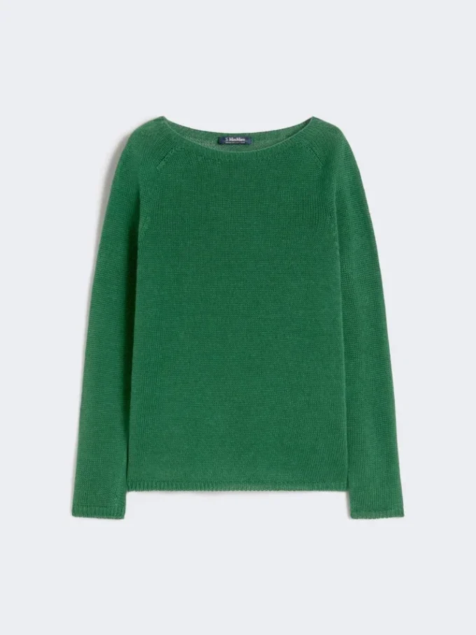 Einfarbiger Pullover aus Leinen, grün Einfarbiger Pullover aus Leinen, grün
