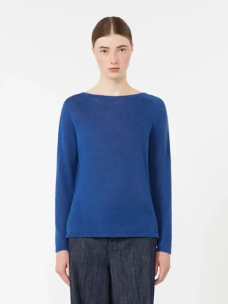 Einfarbiger Pullover aus Leinen, kornblumenblau