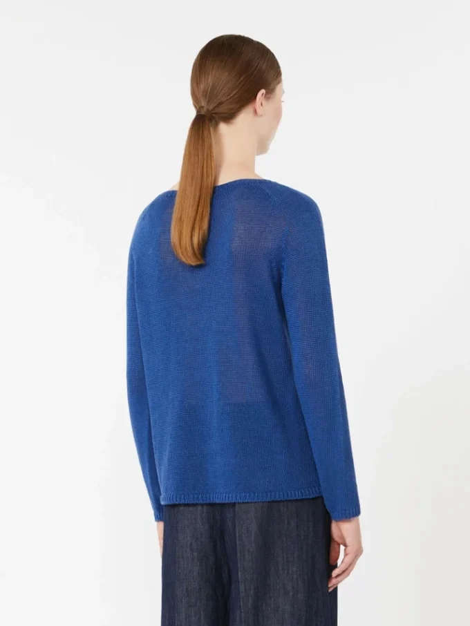 Einfarbiger Pullover aus Leinen, kornblumenblau Einfarbiger Pullover aus Leinen, kornblumenblau