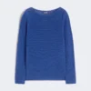 Einfarbiger Pullover aus Leinen, kornblumenblau Einfarbiger Pullover aus Leinen, kornblumenblau
