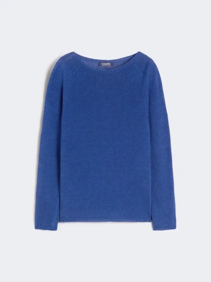 Einfarbiger Pullover aus Leinen, kornblumenblau Einfarbiger Pullover aus Leinen, kornblumenblau