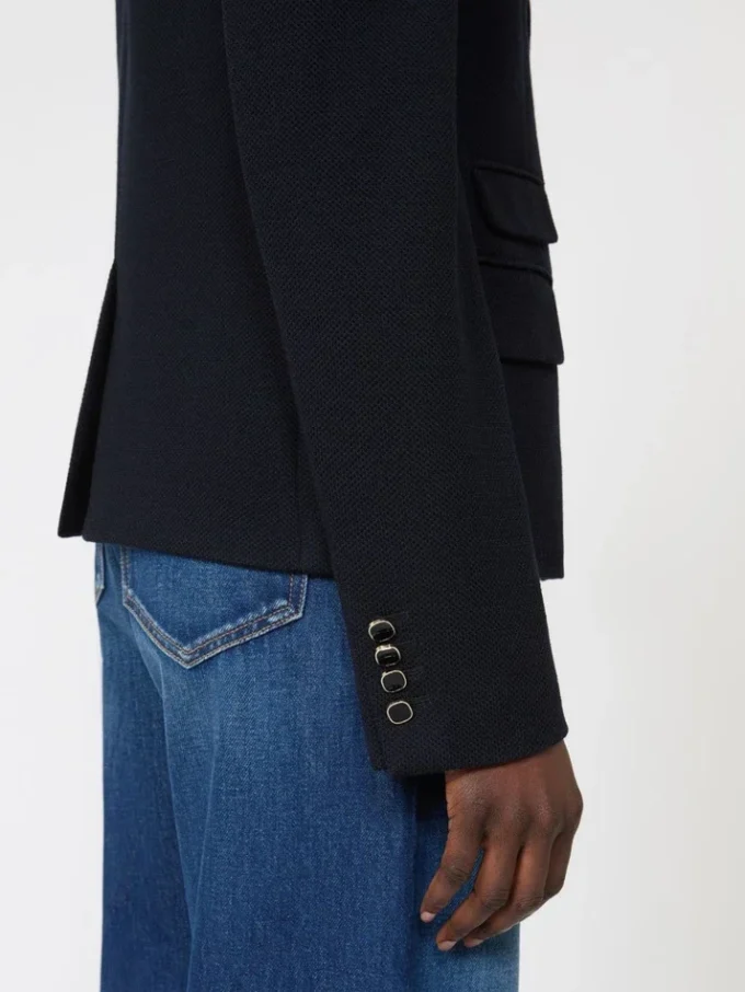 Einreihige Jacke aus Piqua-Jersey, marineblau Einreihige Jacke aus Piqua-Jersey, marineblau