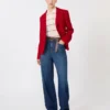 Einreihige Jacke aus Piqua-Jersey, rot Einreihige Jacke aus Piqua-Jersey, rot