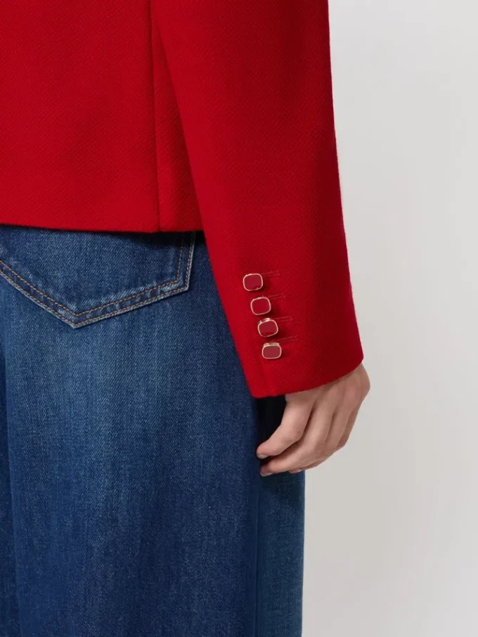 Einreihige Jacke aus Piqua-Jersey, rot Einreihige Jacke aus Piqua-Jersey, rot