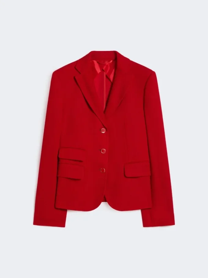 Einreihige Jacke aus Piqua-Jersey, rot Einreihige Jacke aus Piqua-Jersey, rot