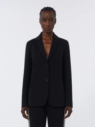 Einreihige Jacke aus Scuba-Jersey, schwarz
