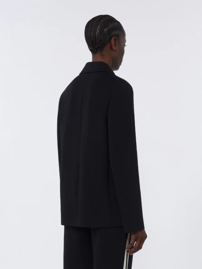 Einreihige Jacke aus Scuba-Jersey, schwarz Einreihige Jacke aus Scuba-Jersey, schwarz