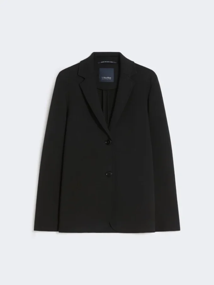 Einreihige Jacke aus Scuba-Jersey, schwarz Einreihige Jacke aus Scuba-Jersey, schwarz