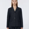 Einreihige Stretch-Jeansjacke, ultramarinblau