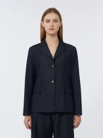 Einreihige Stretch-Jeansjacke, ultramarinblau Einreihige Stretch-Jeansjacke, ultramarinblau