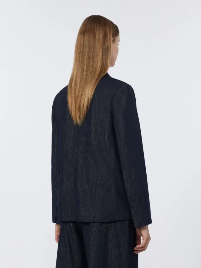 Einreihige Stretch-Jeansjacke, ultramarinblau
